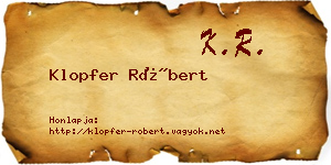 Klopfer Róbert névjegykártya